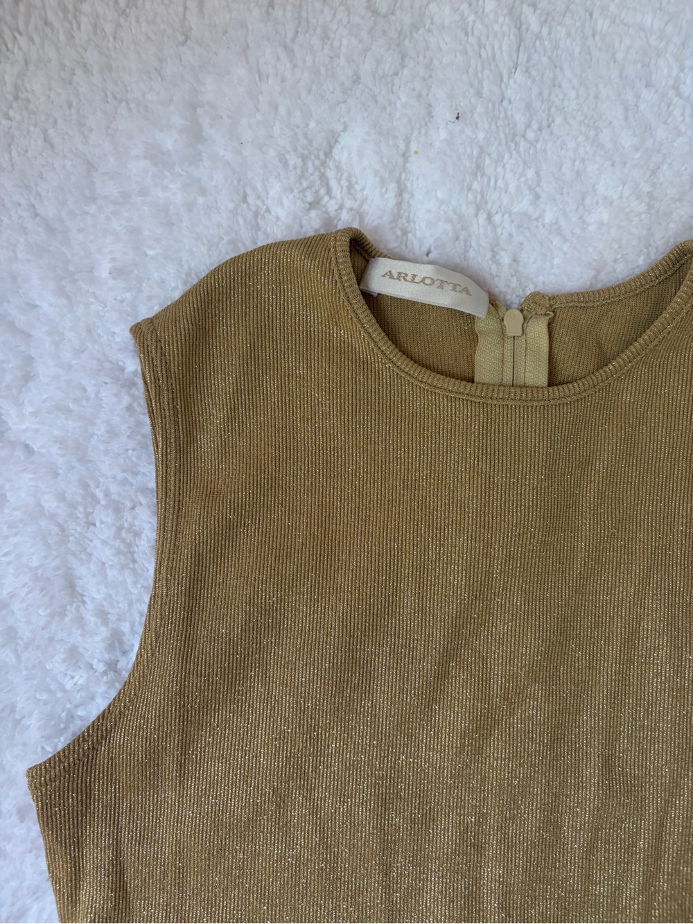 Arlotta Sleeveless Metallic Bodysuit - Gold